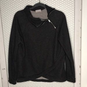 Angled Zip Up Criss Cross Sweater